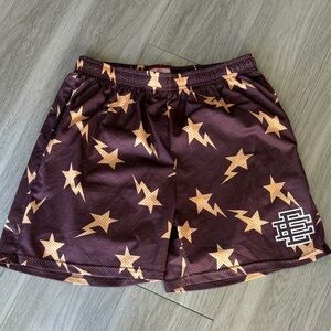 Eric Emanuel Brown Star Pattern Athletic Shorts